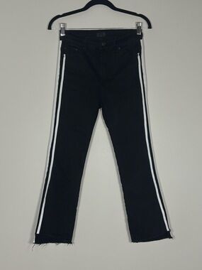 MOTHER Black Boot-Cut Jeans with White Side Stripes